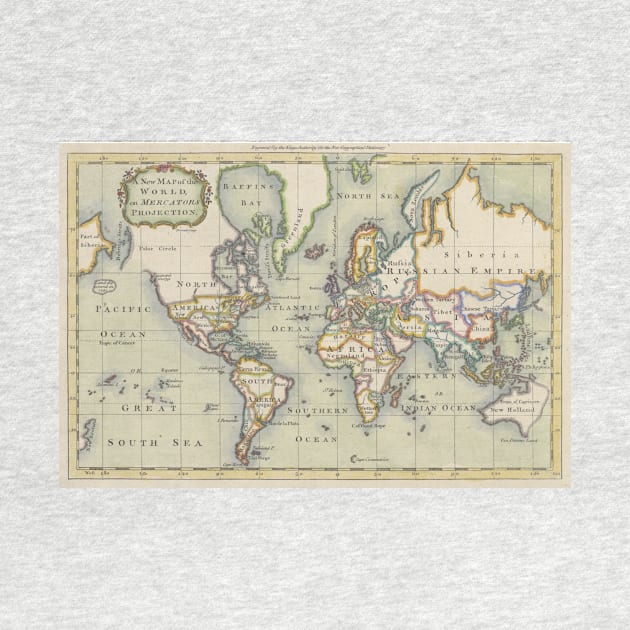 Vintage Map of The World (1766) by Bravuramedia